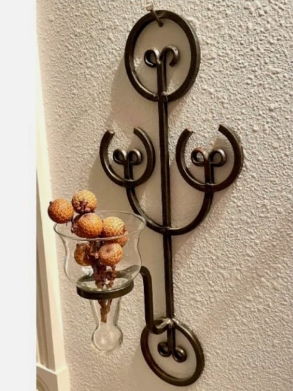 Sweden Black WROUGHT IRON WALL SCONCE Vase Sweden Swedish